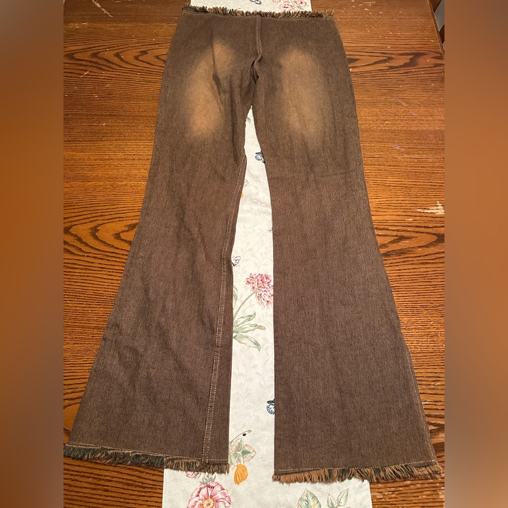 Elegant Brown Wide Leg Women's Pants - Picture 3 of 10